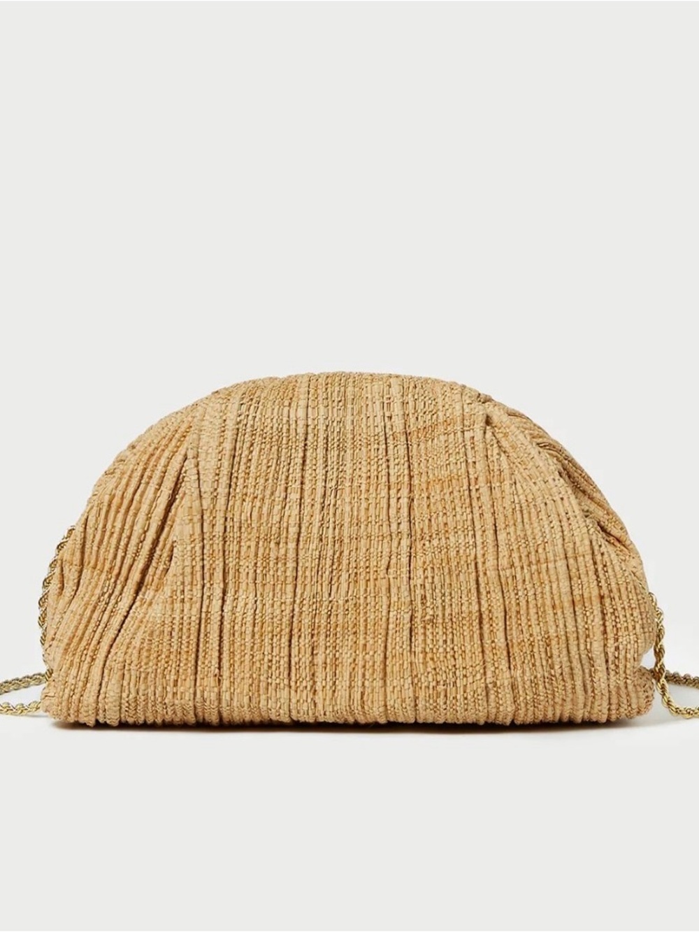 Loeffler Randall Tan Raffia Clutch with Chain